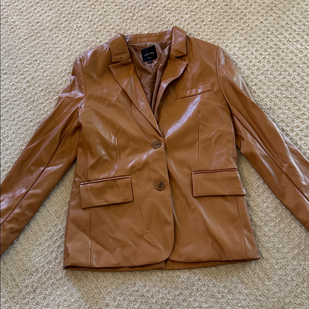 Love Tree Tobacco color Faux Leather Jacket/Blazer